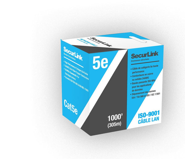 SecurLink CAT5E Indoor Solid Pure Copper FT6 1000FT